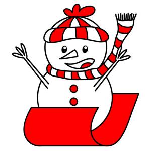 Disegno di Pupazzo di Neve in Slitta a colori