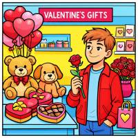 disegno di Negozio Regali di San Valentino  a colori