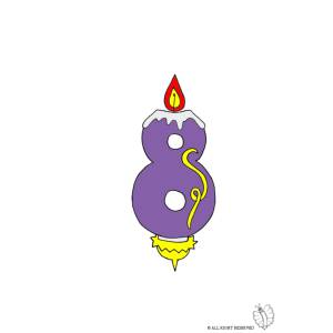 Disegno di Otto Anni Candeline Compleanno a colori