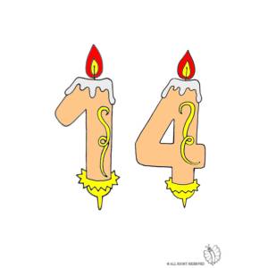 disegno di Quattordici Anni Candeline Compleanno a colori