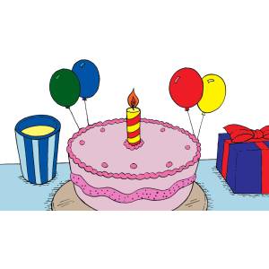 Disegno di Torta Primo Compleanno a colori