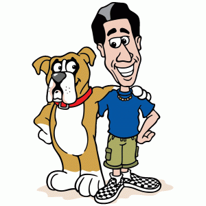 Disegno di Ragazzo con Bulldog a colori