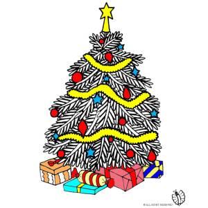 Disegno di Albero di Natale con Regali a colori