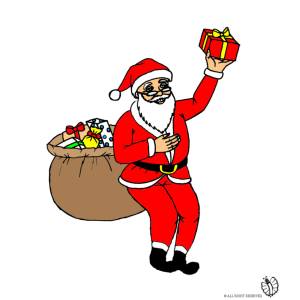 Disegno di Babbo Natale che Consegna Regali a colori