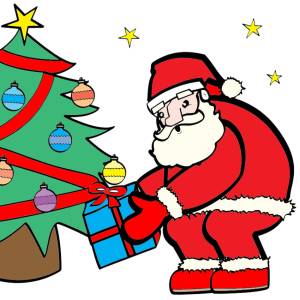 Disegno di Babbo Natale e i Regali a colori