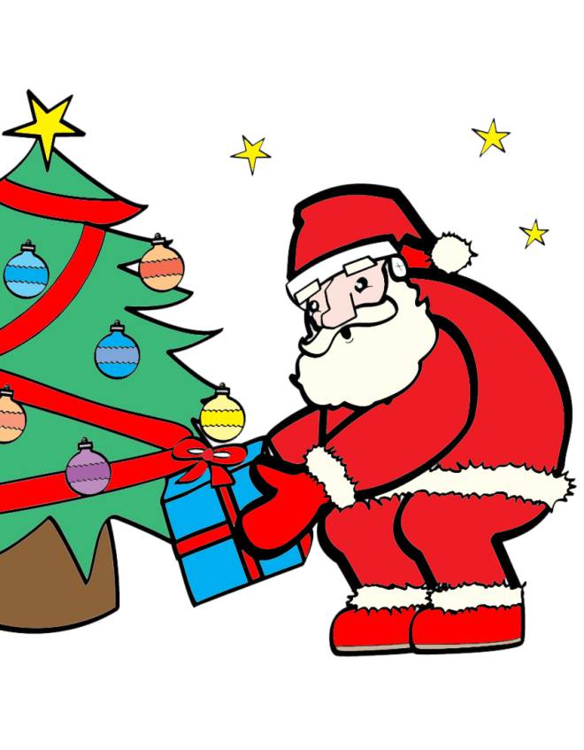 disegno di Babbo Natale e i Regali a colori