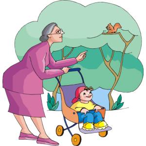 Disegno di Nonna e Nipotino al Parco a colori