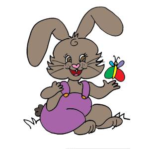 Disegno di Coniglietta con Farfalla a colori