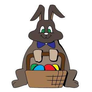 Disegno di Coniglietto con Cesto di Uova a colori