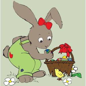 Disegno di Coniglio di Pasqua con Pulcino a colori