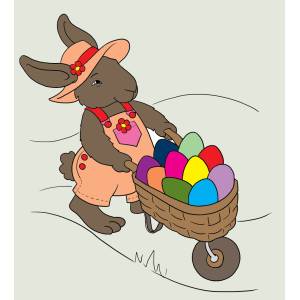 Disegno di Coniglio con Uuova di Pasqua a colori