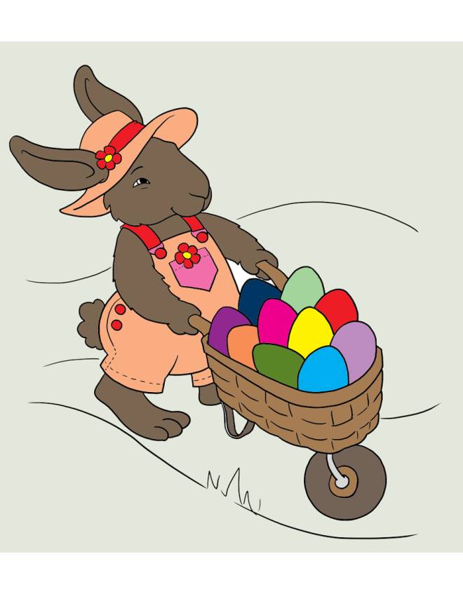 disegno di Coniglio con Uuova di Pasqua a colori