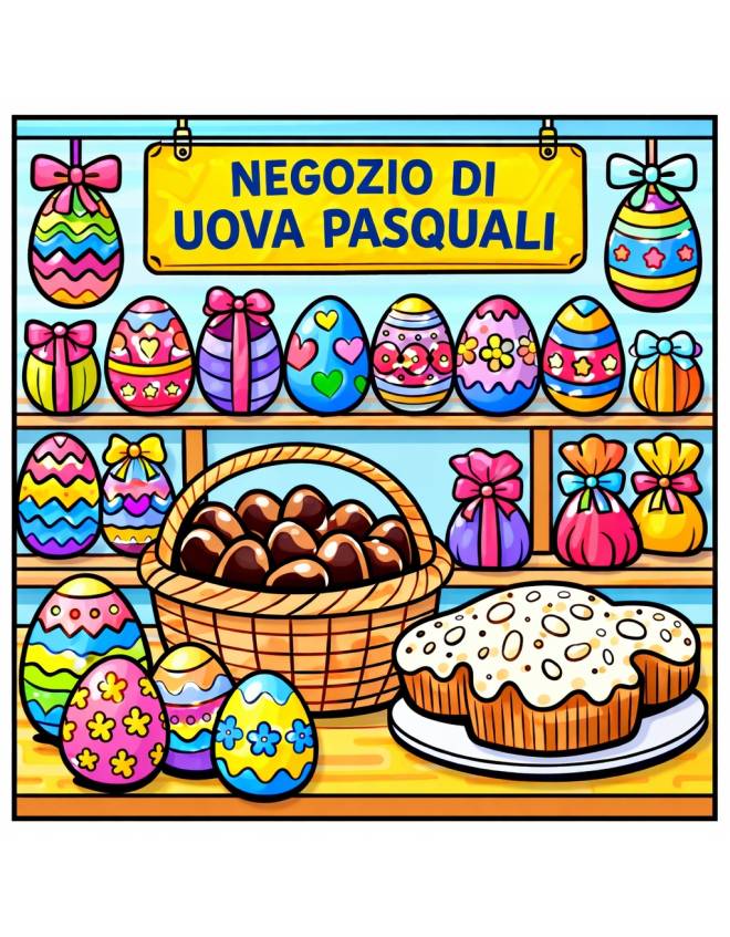 disegno di Negozio di Uova di Pasqua  a colori