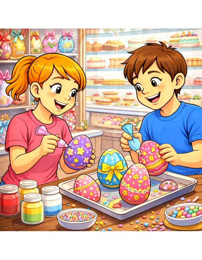 disegno di Uova di Pasqua Decorate a colori