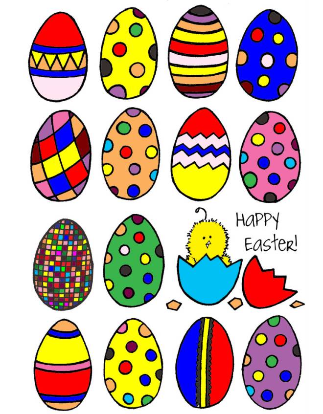 disegno di Uova Di Pasqua Dipinte a colori