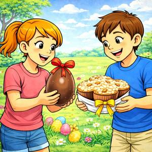 Disegno di Uovo di Pasqua e Colomba a colori