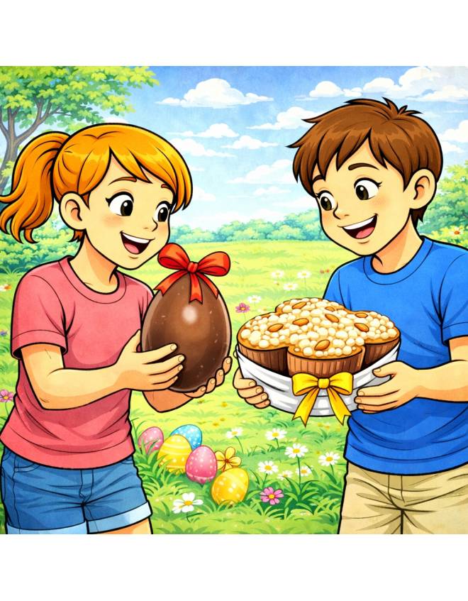 disegno di Uovo di Pasqua e Colomba a colori