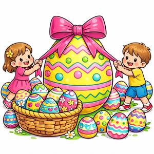 Disegno di Uovo Gigante di Pasqua  a colori