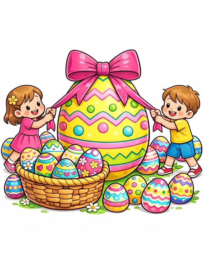 disegno di Uovo Gigante di Pasqua  a colori