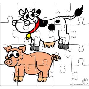 Disegno di Puzzle di Animali della Fattoria a colori