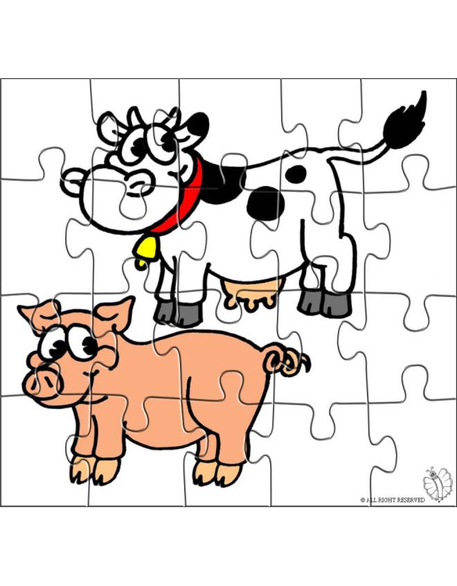 disegno di Puzzle di Animali della Fattoria a colori