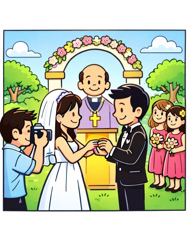 disegno di Celebrazione Matrimonio  a colori