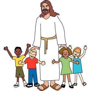 Disegno di Gesù con i Bambini a colori
