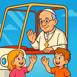 disegno di Leone XIV Papa Mobile a colori