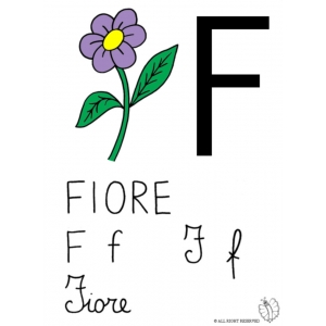 Disegno di Lettera F di Fiore a colori