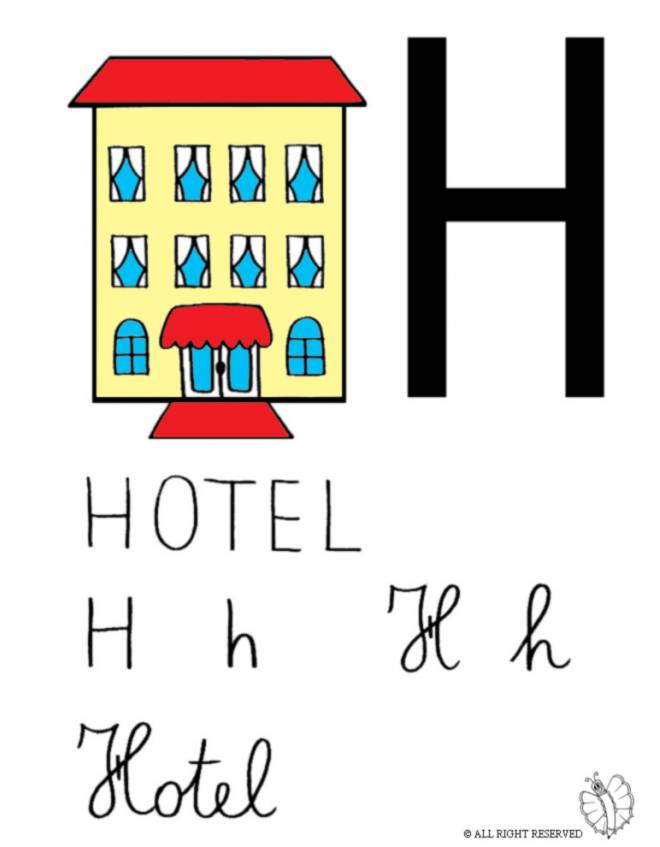 disegno di Lettera H di Hotel a colori