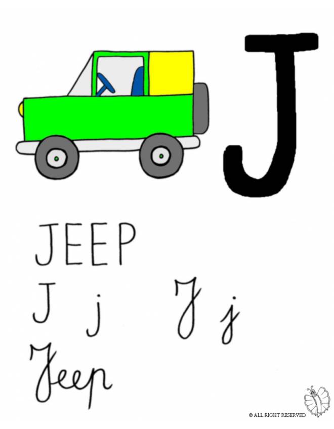 disegno di Lettera J di Jeep a colori