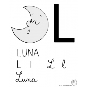 disegno di Lettera L di Luna a colori