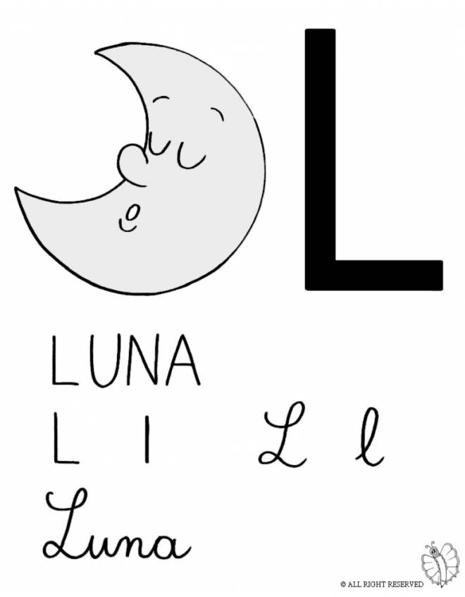 disegno di Lettera L di Luna a colori