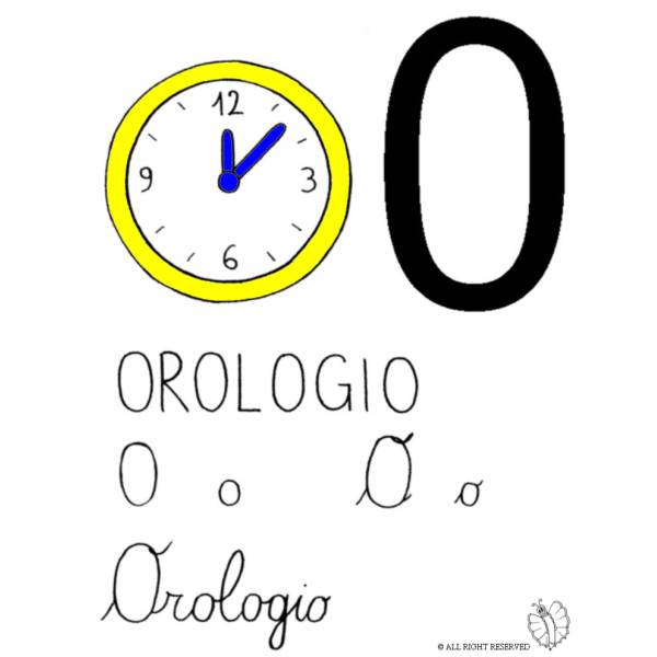 Disegno di Lettera O di Orologio a colori