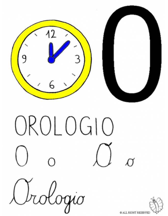 disegno di Lettera O di Orologio a colori