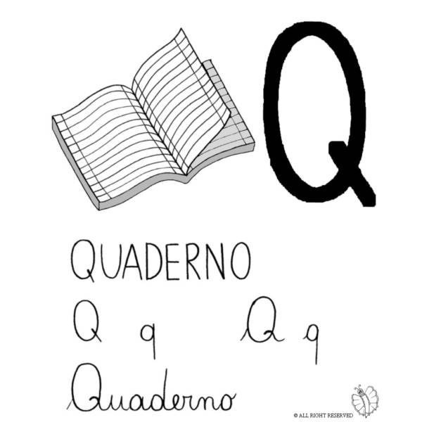 Disegno di Lettera Q di Quaderno a colori