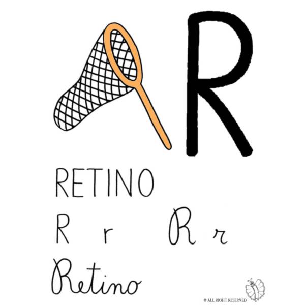 Disegno di Lettera R di Retino a colori