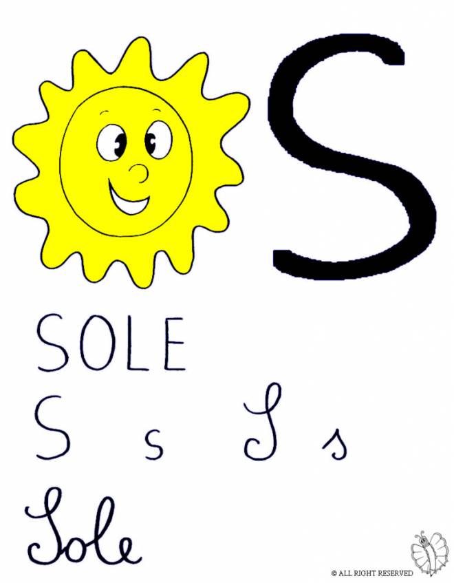 disegno di Lettera S di Sole  a colori