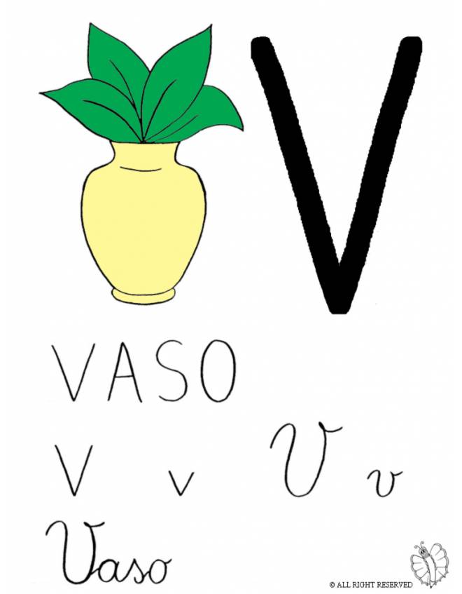 disegno di Lettera V di Vaso a colori