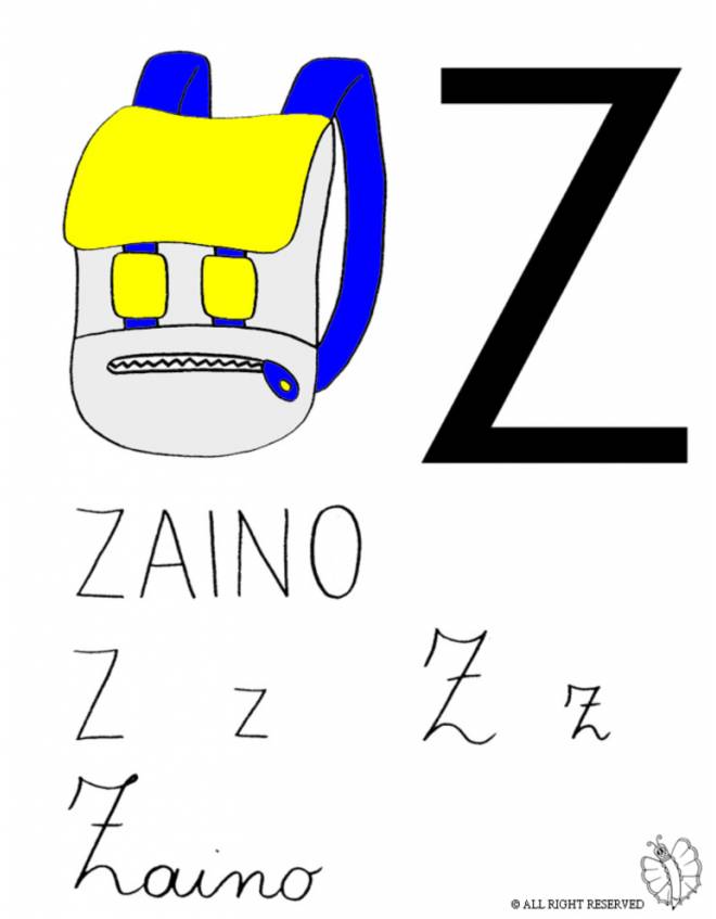 disegno di Lettera Z di Zaino a colori