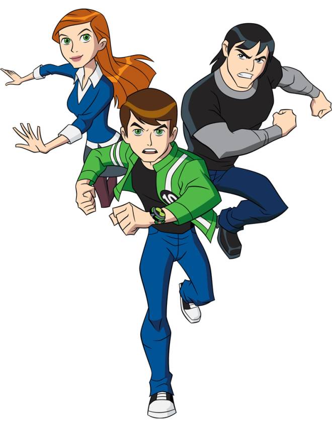 disegno di Ben 10 con Gwen e Kevin a colori