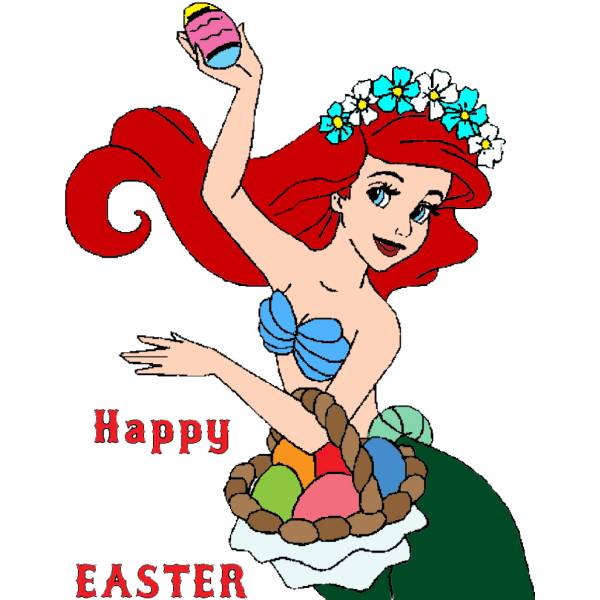 Disegno di Ariel Buona Pasqua a colori