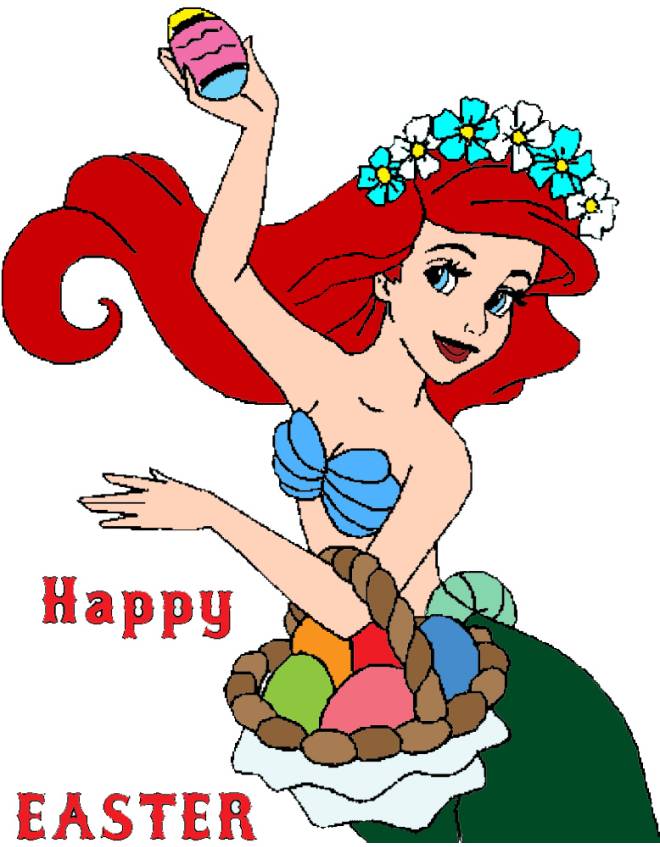 disegno di Ariel Buona Pasqua a colori