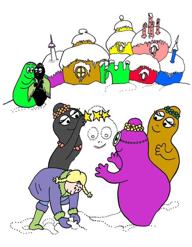 disegno di Barbapapà con la Neve a colori