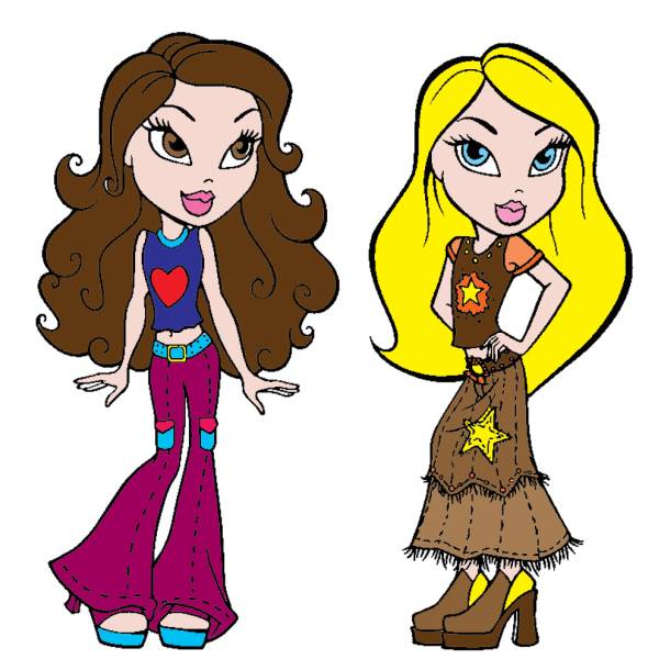 Disegno di Bratz Bruna e Bionda a colori