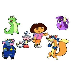 Disegno di Dora e gli altri Personaggi a colori