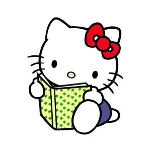 Disegno di Hello Kitty col Libro a colori