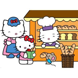 Disegno di Hello Kitty Family a colori