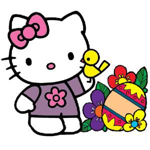 Disegno di Hello Kitty Pasqua a colori
