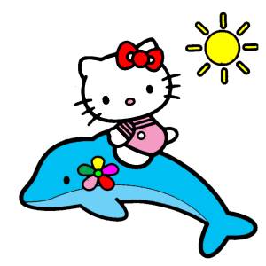 Disegno di Hello Kitty sul Delfino a colori